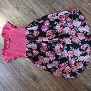 Girls pink and black medium dress